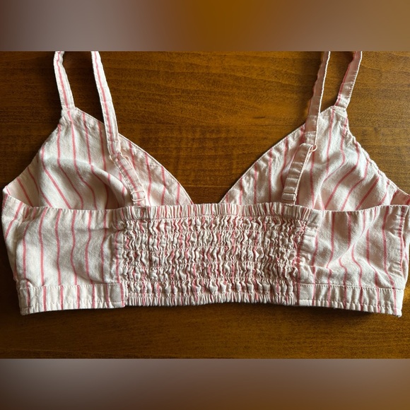 Only•v-neck pinstripe bralette top•women’s large•100% cotton•pink/cream•Old Navy - Picture 13 of 13